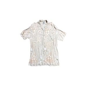 Cabali Shirt Mens 2XL Beige Floral Hawaiian Rayon Short Sleeve Button Front